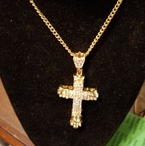 Men's 18k gold/925 silver Cross necklace